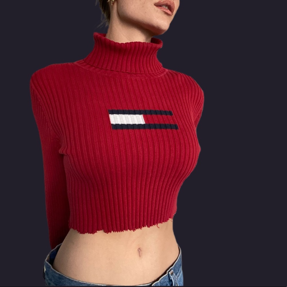 Vintage Tommy Hilfiger ribbed cropped turtleneck